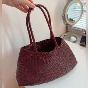 Dragon Diffusion Large Leather Woven Santa Croce Tote Bag, NWOT